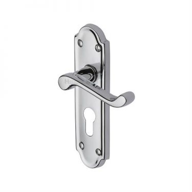 Click Here To Enlarge This Photo Of V327.48-PC Heritage Brass Door Handle For Euro Profile Plate Meridian Design Polished Chrome Finish