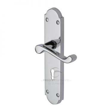 Click Here To Enlarge This Photo Of PR7082-PC M.Marcus Project Hardware Door Handle Lever Lock Kensington Design Polished Chrome Finish