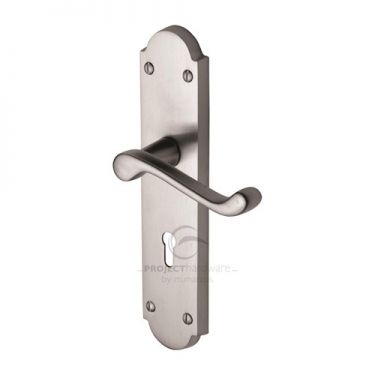 Click Here To Enlarge This Photo Of PR7082-SC M.Marcus Project Hardware Door Handle Lever Lock Kensington Design Satin Chrome Finish