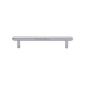 V4410 128-PC Heritage Brass Cabinet Pull Stepped Design 128mm ctc Polished Chrome Finish