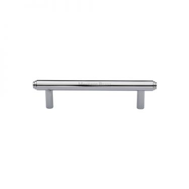 Click Here To Enlarge This Photo Of V4410 96-PC Heritage Brass Cabinet Pull Stepped Design 96mm ctc Polished Chrome Finish