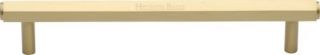 V4422 128-SB Heritage Brass Cabinet Pull Hexagon Design 128mm ctc Satin Brass Finish