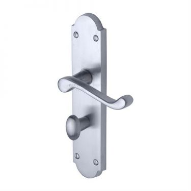 Click Here To Enlarge This Photo Of PR7088-SC M.Marcus Project Hardware Door Handle For Bathroom Kensington Design Satin Chrome Finish