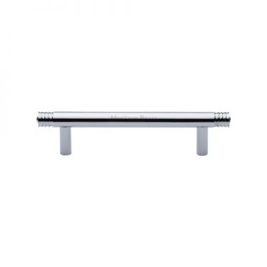Click Here To Enlarge This Photo Of V4446 96-PC Heritage Brass Cabinet Pull Contour Design 96mm ctc Polished Chrome Finish