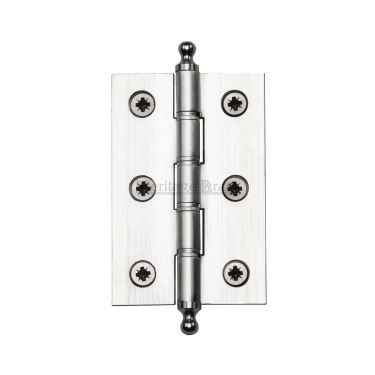 Click Here To Enlarge This Photo Of PR88-246-SC Heritage Brass 3" x 2" Double Steel Washered Hinge with Finial Satin Chrome Finish