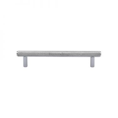 Click Here To Enlarge This Photo Of V4458 128-PC Heritage Brass Cabinet Pull Complete Knurl Design 128mm ctc Polished Chrome Finish