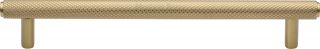 V4458 160-SB Heritage Brass Cabinet Pull Complete Knurl Design 160mm ctc Satin Brass Finish