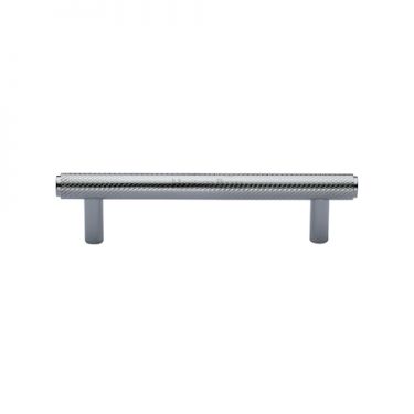 Click Here To Enlarge This Photo Of V4458 96-PC Heritage Brass Cabinet Pull Complete Knurl Design 96mm ctc Polished Chrome Finish