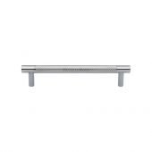 V4461 128-PC Heritage Brass Cabinet Pull Partial Knurl Design 128mm ctc Polished Chrome Finish