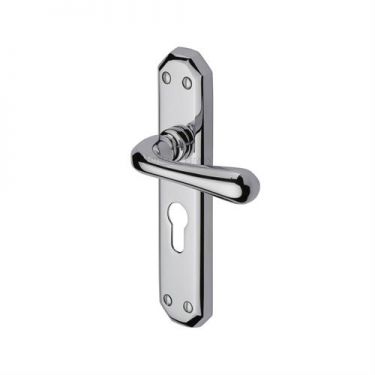 Click Here To Enlarge This Photo Of V7066.48-PC Heritage Brass Door Handle For Euro Profile Plate Charlbury Design Polished Chrome Finish
