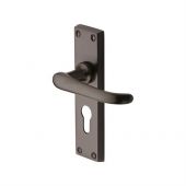 V727.48-MB Heritage Brass Door Handle For Euro Profile Plate Windsor Design Matt Bronze Finish
