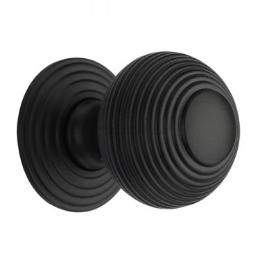 Click Here To Enlarge This Photo Of V973 38-BKMT Heritage Brass Cabinet Knob Reeded Design 38mm Matt Black Finish