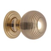 V973 38-PB Heritage Brass Cabinet Knob Reeded Design 38mm Polished Brass Finish