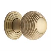 V973 38-SB Heritage Brass Cabinet Knob Reeded Design 38mm Satin Brass Finish