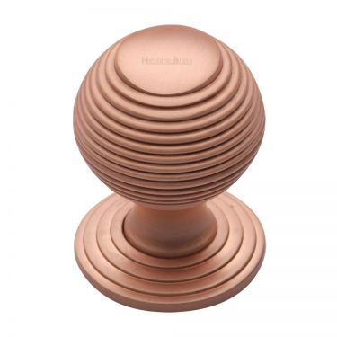 Click Here To Enlarge This Photo Of V973 38-SRG Heritage Brass Cabinet Knob Reeded Design 38mm Satin Rose Gold Finish