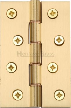 Click Here To Enlarge This Photo Of PR88-405-SB Heritage Brass Hinge Brass with Phosphor Washers 4" x 2 ⅝" Satin Brass Finish