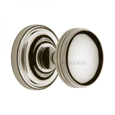 Click Here To Enlarge This Photo Of WHI6429-PNF Heritage Brass Mortice Knob on Rose Whitehall Design Polished Nickel Finish