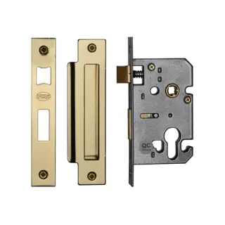 YKSLE2N-PB M.Marcus York Euro Sash Lock 2 ½" Polished Brass Finish