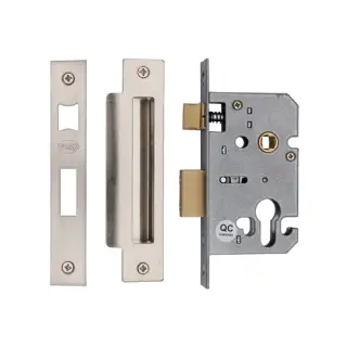 YKSLE2N-SN&SC M.Marcus York Euro Sash Lock 2 ½" Satin Chrome Finish