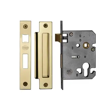 Click Here To Enlarge This Photo Of YKSLE3N-PB M.Marcus York Euro Sash Lock 3" Polished Brass Finish