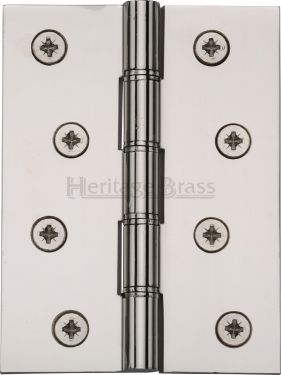 Click Here To Enlarge This Photo Of PR88-410-PNF Heritage Brass Hinge Brass with Phosphor Washers 4" x 3" Polished Nickel Finish