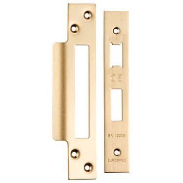 Click Here To Enlarge This Photo Of FSF5004SB Carlisle Brass Eurospec Easi-T Satin Brass Forend Strike & Fixing Pack to Suit Architectural Sashlocks (BAS/ESS/LSS)