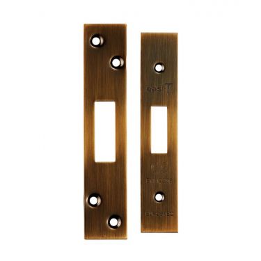 Click Here To Enlarge This Photo Of FSF5007AB Carlisle Brass Eurospec Easi-T Antique Brass Forend Strike & Fixing Pack to Suit Architectural Deadlocks (EDS/LDS)
