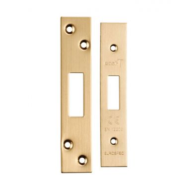 Click Here To Enlarge This Photo Of FSF5007SB Carlisle Brass Eurospec Easi-T Satin Brass Forend Strike & Fixing Pack to Suit Architectural Deadlocks (EDS/LDS)