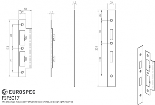Click Here To Enlarge This Photo Of FSF5017MB Carlisle Brass Eurospec Easi-T Matt Black Forend Strike & Fixing Pack to Suit Architectural Din Sash/Bathroom Locks (DLS7260EP/DLS7860WC)