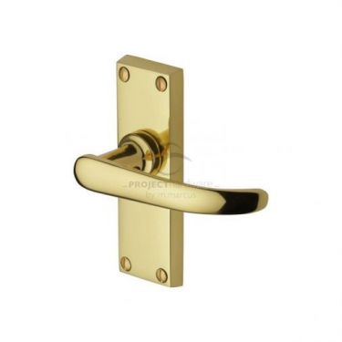 Click Here To Enlarge This Photo Of PR910-PB M.Marcus Project Hardware Door Handle Lever Latch Avon Short Design Polished Brass Finish
