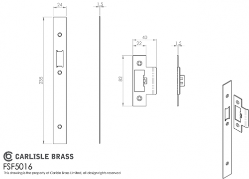 Click Here To Enlarge This Photo Of FSF5016MB Carlisle Brass Eurospec Easi-T Matt Black Forend Strike & Fixing Pack to Suit Architectural Din Latches (DLS0060L)