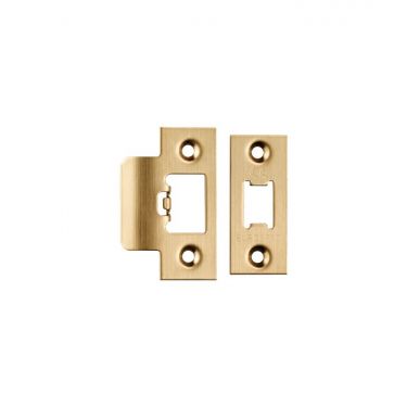Click Here To Enlarge This Photo Of FSF5009SB Carlisle Brass Eurospec Easi-T Satin Brass Forend Strike & Fixing Pack to Suit Heavy Duty Tubular Latches (TLS5025/TLS5030/TLS5040/TLS5050)