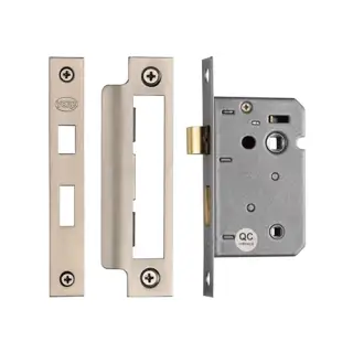 YKBL2N-SN&SC M.Marcus York Bathroom Lock 2 ½" Satin Nickel/Satin Chrome