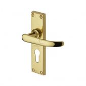 PR927-PB M.Marcus Project Hardware Door Handle For Euro Profile Plate Avon Design Polished Brass Finish