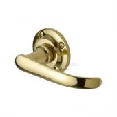 PR930-PB M.Marcus Project Hardware Door Handle Lever Latch on Round Rose Avon Design Polished Brass Finish