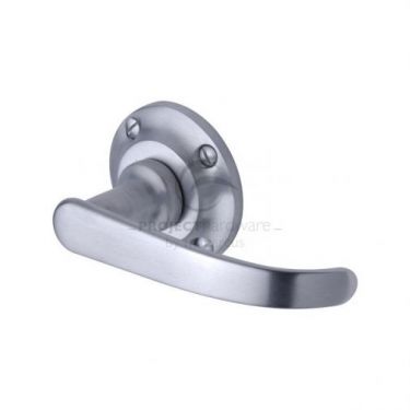 Click Here To Enlarge This Photo Of PR930-SC M.Marcus Project Hardware Door Handle Lever Latch on Round Rose Avon Design Satin Chrome Finish