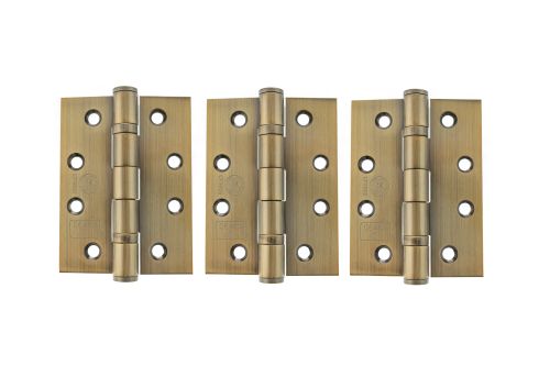 Click Here To Enlarge This Photo Of Atlantic - AH1433AB(3) Grade 13 Fire Rated Ball Bearing Hinges 4" x 3" x 3mm - Antique Brass (Pack of 3)