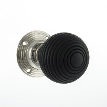 Click Here To Enlarge This Photo Of Atlantic - OE60RREMKPN Old English 'Whitby' Ebony Wood Mortice Knob on 60mm Face Fix Rose - Polished Nickel