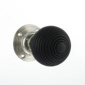 Atlantic - OE60RREMKPN Old English 'Whitby' Ebony Wood Mortice Knob on 60mm Face Fix Rose - Polished Nickel