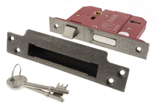 Click Here To Enlarge This Photo Of Atlantic - ALKSASH5LK25DS British Standard 5 Lever Key Mortice Sashlock 2.5" - Distressed Silver