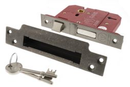 Atlantic - ALKSASH5LK25DS British Standard 5 Lever Key Mortice Sashlock 2.5" - Distressed Silver