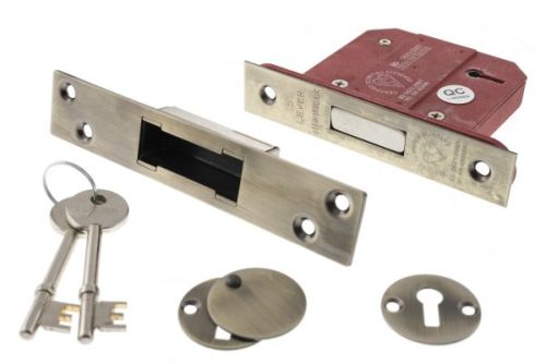 Click Here To Enlarge This Photo Of Atlantic - ALKDEAD5LK25AB British Standard 5 Lever Key Mortice Deadlock 2.5" - Antique Brass