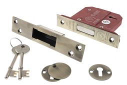 Atlantic - ALKDEAD5LK25AB British Standard 5 Lever Key Mortice Deadlock 2.5" - Antique Brass