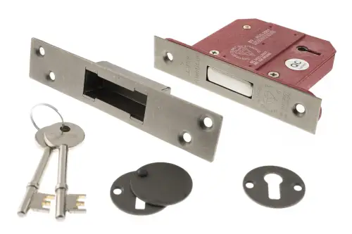 Click Here To Enlarge This Photo Of Atlantic - ALKDEAD5LK25DS British Standard 5 Lever Key Deadlock 2&period;5" - Distressed Silver
