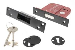 Atlantic - ALKDEAD5LK3MB British Standard 5 Lever Key Mortice Deadlock 3" - Matt Black