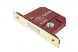 Atlantic - ALKDEAD5LK3PB British Standard 5 Lever Key Mortice Deadlock 3" - Polished Brass