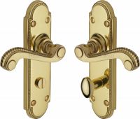 R765-PB Heritage Brass Door Handle For Bathroom Adam Design Polished Brass Finish