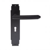 ADR011MB - Carlisle Brass Art Deco Lever on Lock Backplate Matt Black