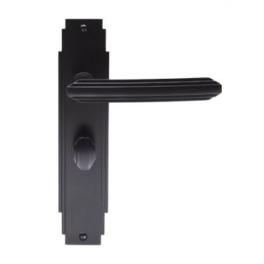 Click Here To Enlarge This Photo Of ADR013MB - Carlisle Brass Art Deco Lever on Bathroom Backplate Matt Black
