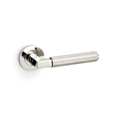 Click Here To Enlarge This Photo Of AW200PNPVD - Alexander & Wilks Hurricane Lever Knurled on 50x6mm Rose - Polished Nickel PVD
